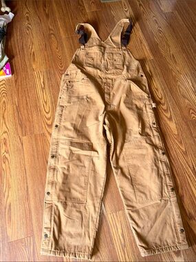 Brazos Brown Workwear Carpenter Overalls Insulated Reinforced Knee Size XXL/30